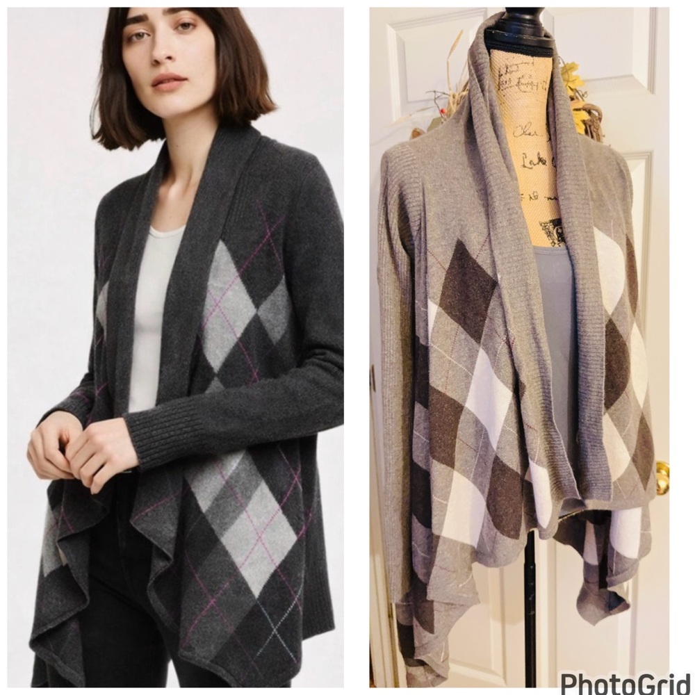 Autumn Cashmere Argyle Open Front Cardigan